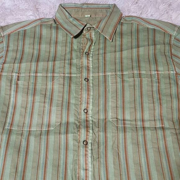 Men's stripe green stripe long sleeve button-up with chest pocket shirt L - Picture 4 of 6